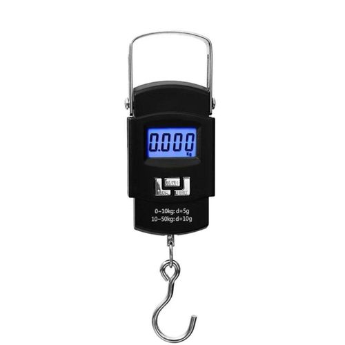 Balança Portátil Digital De Mão Com Gancho Mala Bagagem Pesca Alça Mala Até 50kg Alta Precisão Preto