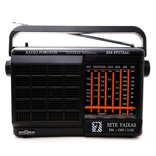 Rádio Portátil Motobras Pft73 7 Faixas Bivolt Preto Bilvolt