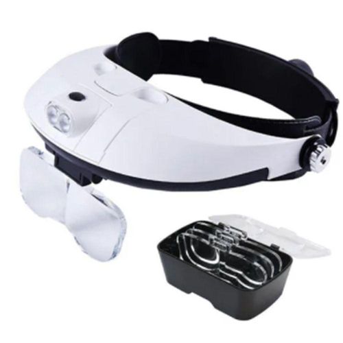 Lupa Cabeça Luz Led Estética Iluminação Acompanha 5 Lentes