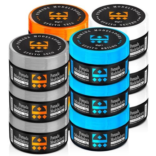 Kit 12 Pomadas Modeladoras De Cabelo Embaixador 85G