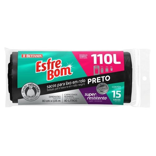 Esfrebom Sacos Para Lixo Preto Rolo 110l