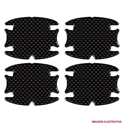Jogo Adesivo Protetor Maçaneta Carro Resinado Preto Carbon Preto