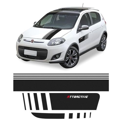 Faixa Palio Attractive 2012/2016 Adesivo Lateral E Traseiro Chumbo Cor Cinza
