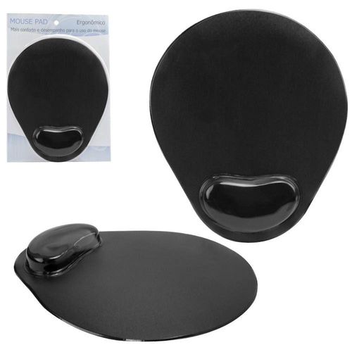 Mouse Pad Com Apoio Para Pulso Em Gel E Base Emborrachada De Silicone Preto