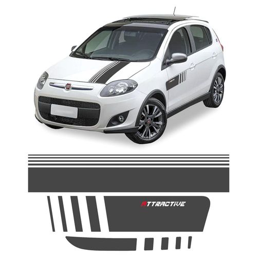 Faixa Palio Attractive 2012/2016 Adesivo Lateral E Traseiro Cinza Cor Cinza