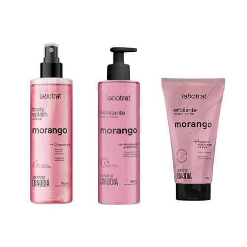 Kit Labotrat Morango Dia A Dia Splash+hidratante+esfoliante 150g - performance superior