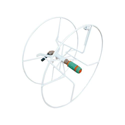 Enrolador De Mangueira Com Engate Rapido Para Jardim - Cor: Branco