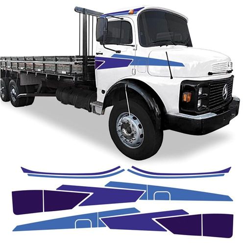 Adesivo Faixa Lateral Mercedes Mb 1113 1313 1513 Cor Azul