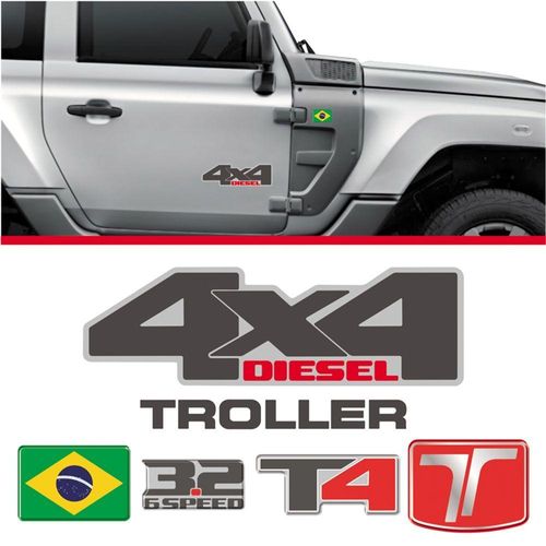 Kit Adesivos Troller T4 2015 Até 2019 4x4 Diesel 3.2 6speed Preto