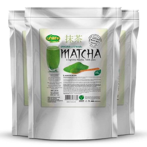 Kit 3 Matcha Puro E Organico Sóluvel 30g Unilife