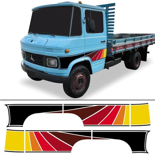 Kit Adesivo Faixa Lateral Caminhão Mercedes Benz Mb 608 Cor Vermelho