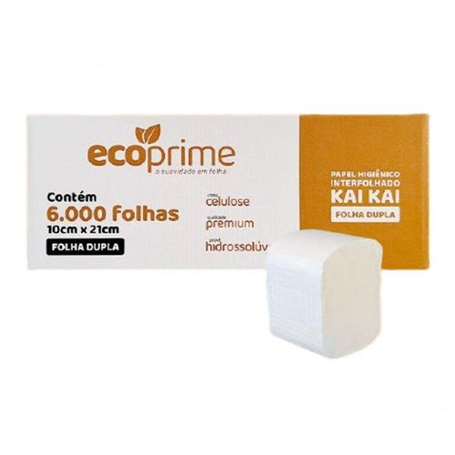 Papel Higiênico Interfolhado 10cmx21cm 100% Celulose F.dupla Ecoprime C/6000