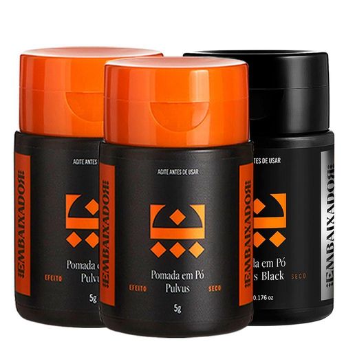 Kit 02 Pomada Em Pó Pulvus + 01 Pulvus Black Embaixador 5G