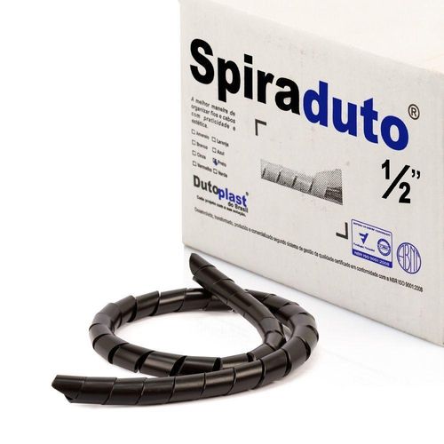 Organizador Fios E Cabos Spiraduto 1-2 Preto - 5 Metros
