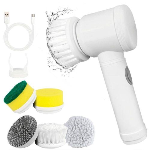 Escova De Limpeza Elétrica Giratória Usb Multi Funções 5 X 1