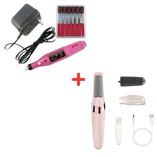 Kit Lixadeira Unha Eletrica Motor Bivolt E Removedor De Calos Esfoliador Para Os Pés USB