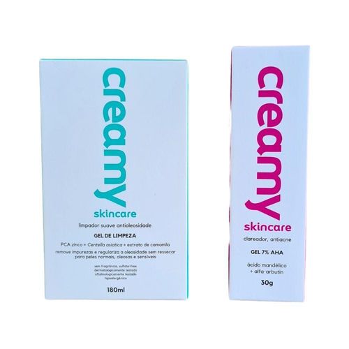 Kit Facial Creamy Gel De Limpeza 180ml + ácido Mandelico 30g
