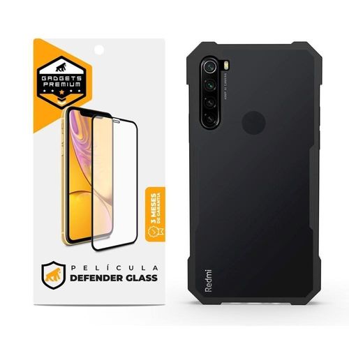 Kit Capa Case Capinha Dual Shock X E Pelicula Defender Glass Para Xiaomi Redmi Note 8 - Gshield
