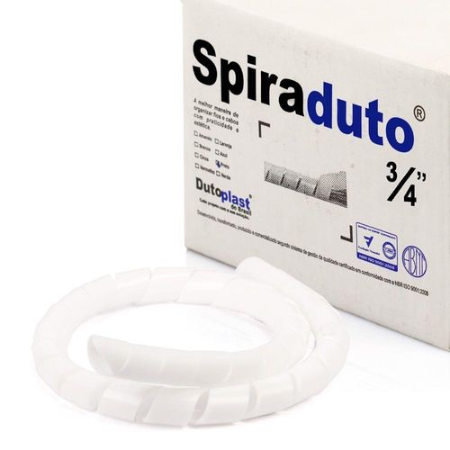 Organizador Fios E Cabos Spiraduto 3-4 Branco - 35 Metros