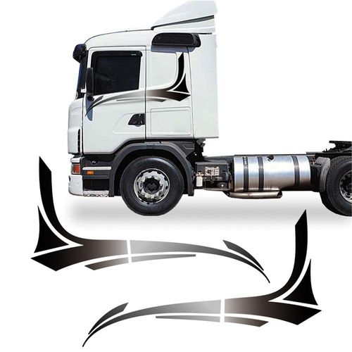 Faixa Scania 2008 Adesivo Azul Lateral Caminhão Decorativo Cor Preto