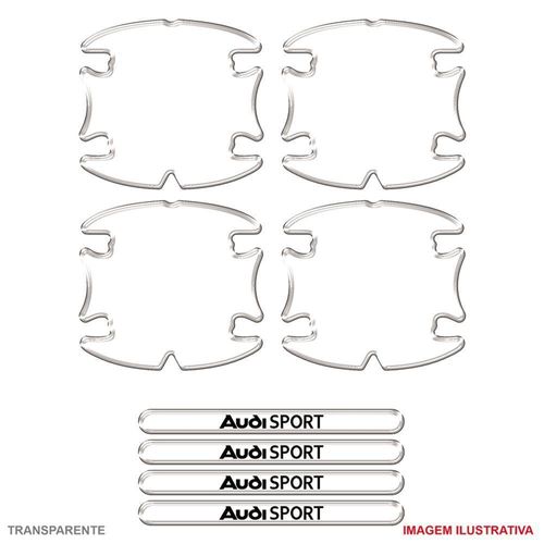 Jogo Adesivo Protetor Maçaneta Carro Audi Sport Resinado Transparente Transparente