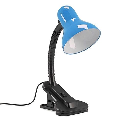 Luminária Articulada Azul Com Garra Presilha Bivolt E27 Para Escritório E Estudo