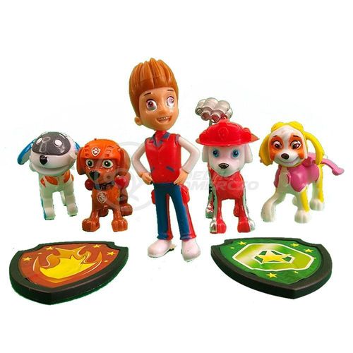 Kit 5 Bonecos Patrulha Canina Com 4 Skat Robo Dog 20