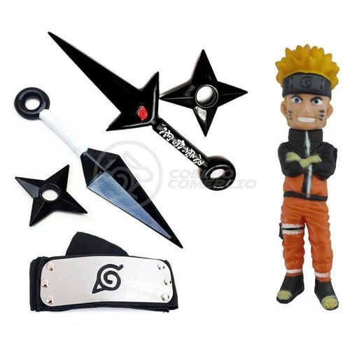 Kit Boneco Naruto 15Cm + 2 Shuriken + 1 Bandana + ...