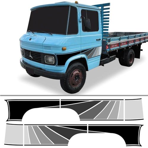 Kit Adesivo Faixa Lateral Caminhão Mercedes Benz Mb 608 Cinza Cor Cinza