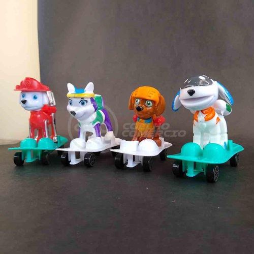 Kit 4 Bonecos Patrulha Canina Com Skate 8Cm