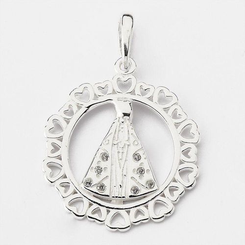 Pingente Nossa Senhora Aparecida Prata 925 Com Zircônias - Cristal