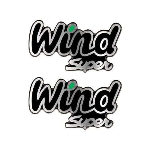 Par Emblema sa Wind Super Lateral Adesivo Verde Resinado Verde