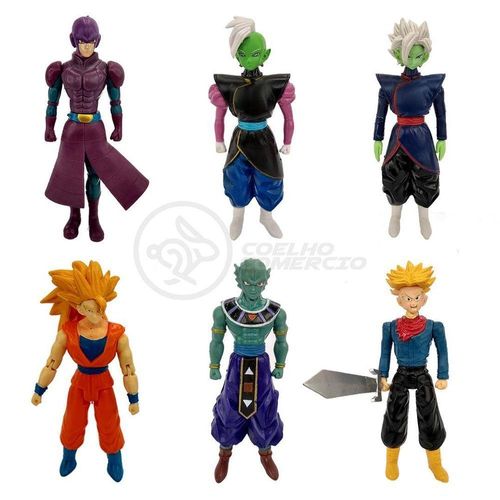 Kit 6 Bonecos Dragon Ball Super Goku Ssj3, Zamasu