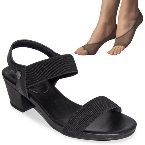 Kit Sandália Usaflex Salto Bloco Feminina + 2 Pares de Meias