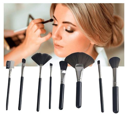 Pincel Kit 8 Peças Maquiagem Sombra Corretivo