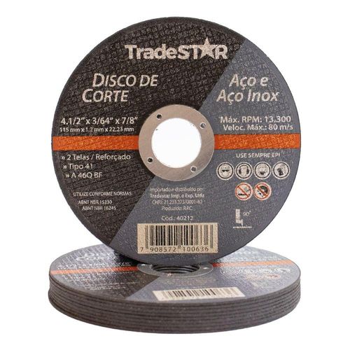 Kit 10 Discos De Corte Metal 115x1,2mm