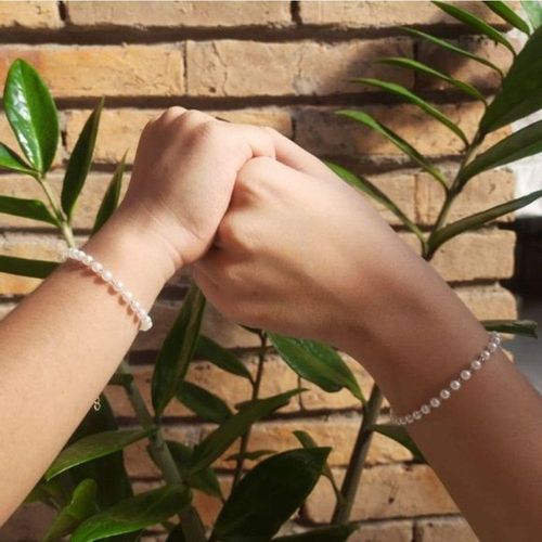 Kit Pulseira Tal Mãe E Tal Filha Perola Banhado A Ouro