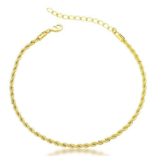 Tornozeleira Cordão Baiano 2,5mm Banhada A Ouro 18k 20cm