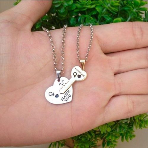 Kit Corrente Casal Coração E Chave Personalizada