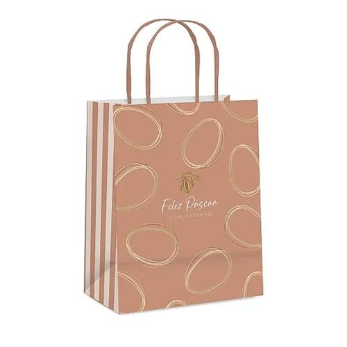 Kit Sacola De Papel Tonal Terracota Suave M 26x19,5x9,5cm - 10 Un