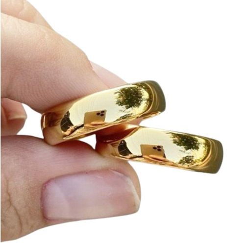 Par De Alianças Tradicional 6mm Fina Discreta Banhada Ouro Tamanho:12-13
