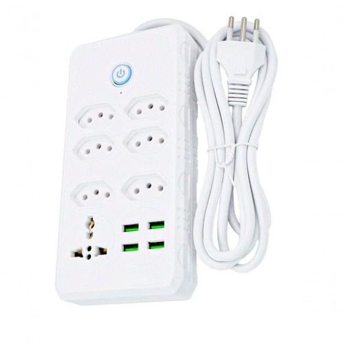 Filtro De Linha Régua Extensão Com 4 Tomadas 4 Usb Com Controle De Ligar E Desligar 2m 110-220