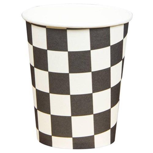 Copo De Papel 270ml Xadrez Preto - 10 Un