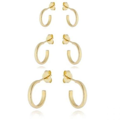 Par de Trio de Argola Banhado a Ouro