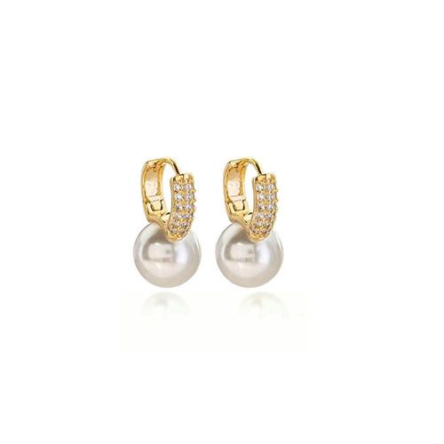 Brinco Argola Lili Com Pérola E Zirconias Banhado Ouro 18k