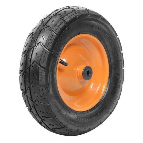 Pneu Com Câmara 3.5/8 Polegada E Roda Metálica Tramontin Para Carrinho De Mão Com Bucha Plástica