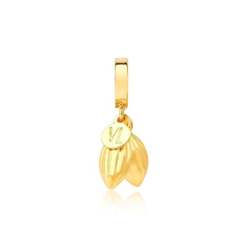 Charm Cacaus Com Tag Revestido Em Ouro
