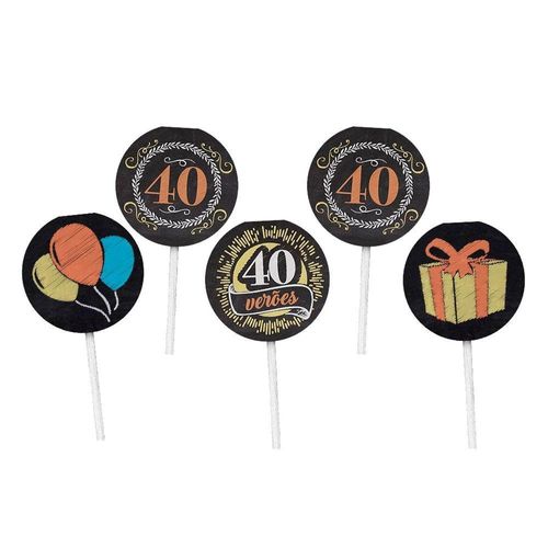 Topper Para Docinho 40 Anos - 8 Unidades