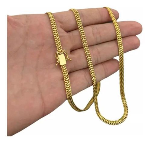 Cordão Lacraia 5mm Banhado A Ouro 18k Luxo Fecho Duplo