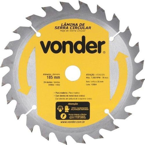 Disco De Serra Circular 185 X 20mm Para Madeira 24 Dentes - Vonder